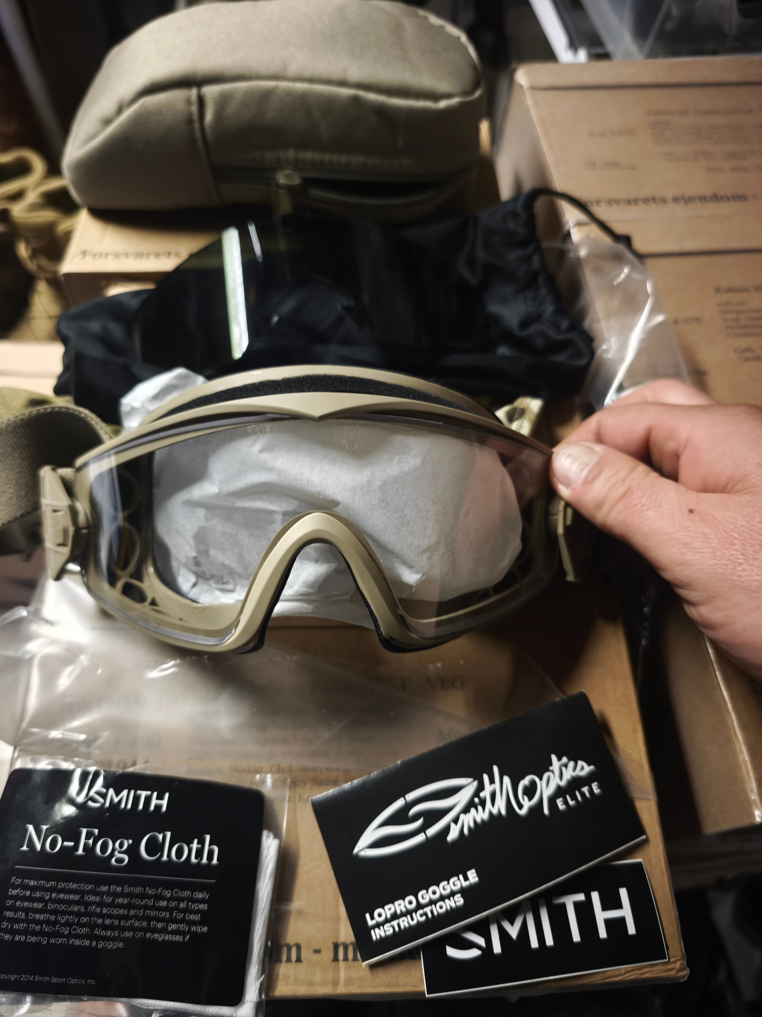Smith Optics kørebrille, med klart og mørkt glas, sandfarvet, nye