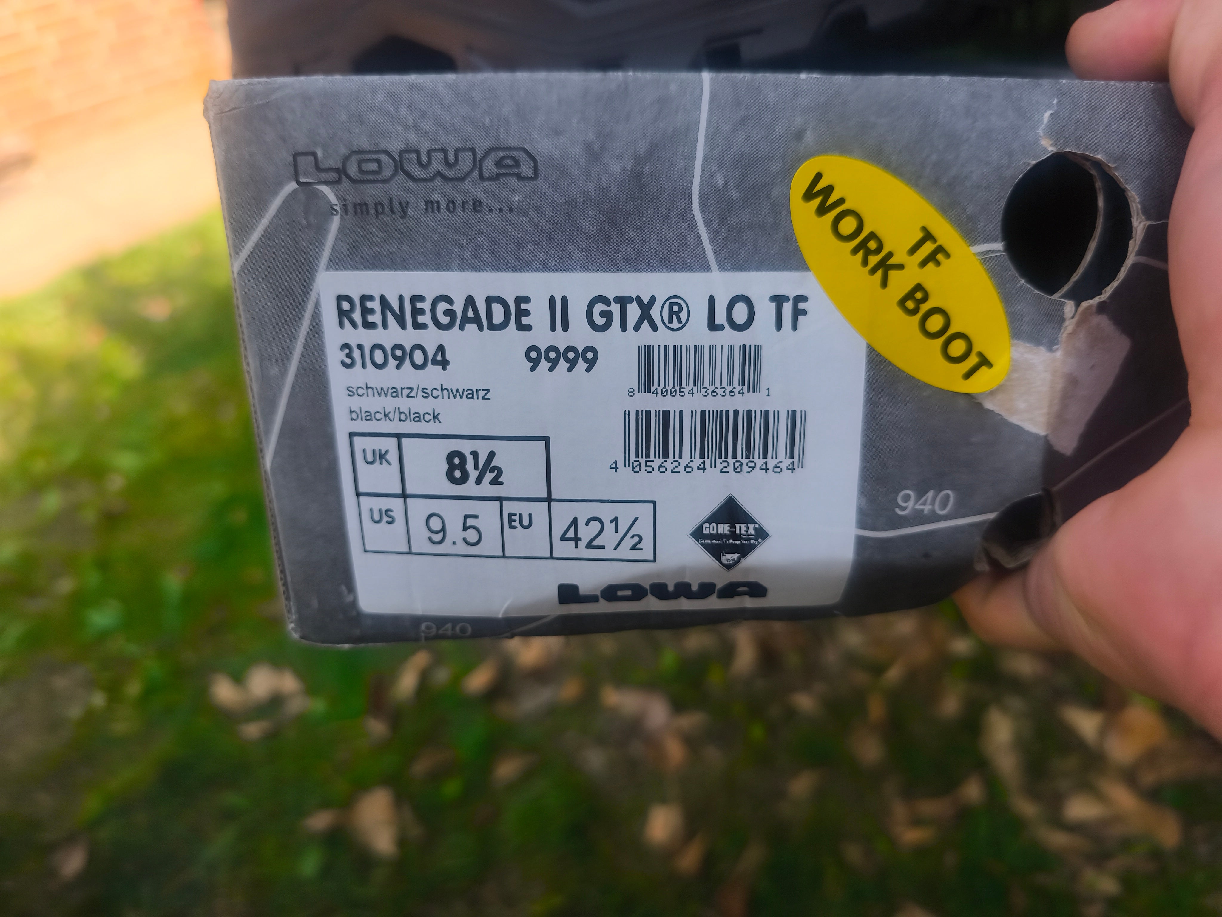 Lowa Renegade II GTX LO TF størrelse 42,5, sort